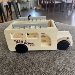 2020 Hearth And Hand with Magnolia Kids Wooden Toy Farm School Bus NOS